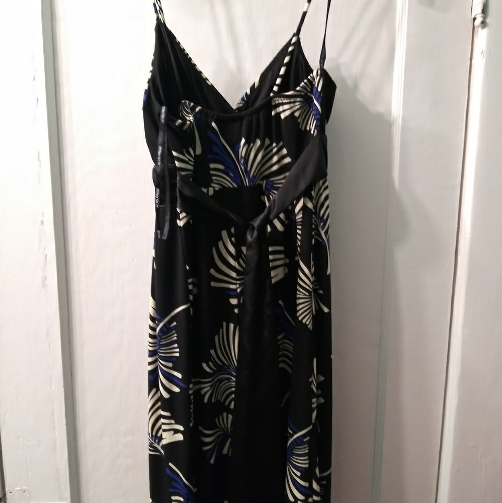 Black white and blue mini dress
